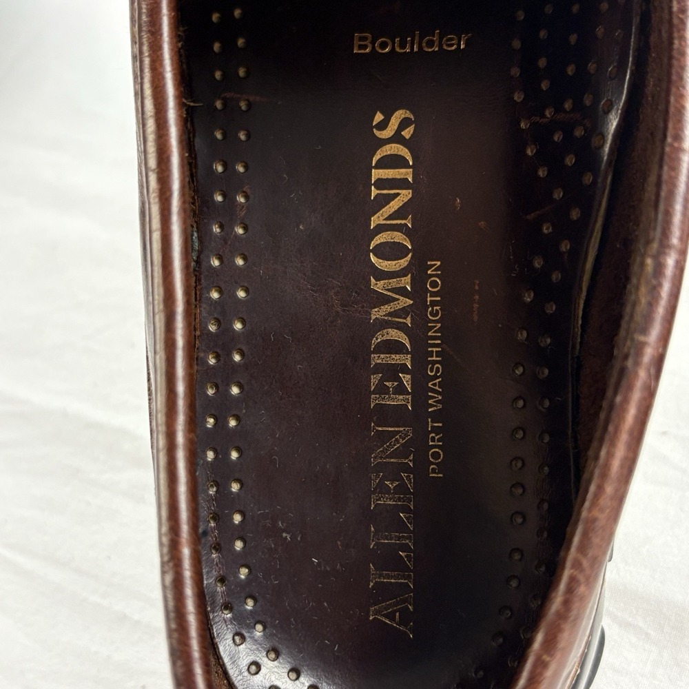 Allen Edmonds Boulder Dark Brown Leather Loafers Slip-On Driving Shoes 8D USA - Picture 10 of 14